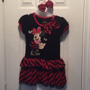Minnie Mouse Dress & Hair Bow Brand New